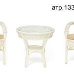Комплект террасный ANDREA (стол кофейный со стеклом + 2 кресла + подушки) в Симферополе